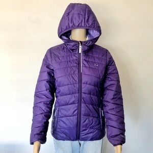 PARADOX Lightweight Packable Winter Purple Short Puffer Hooded Down Jacket Coat.